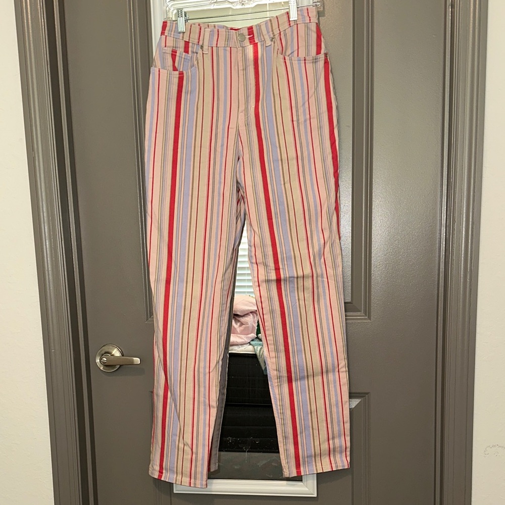Gloria Vanderbilt Multicolor Striped Straight Leg Pants